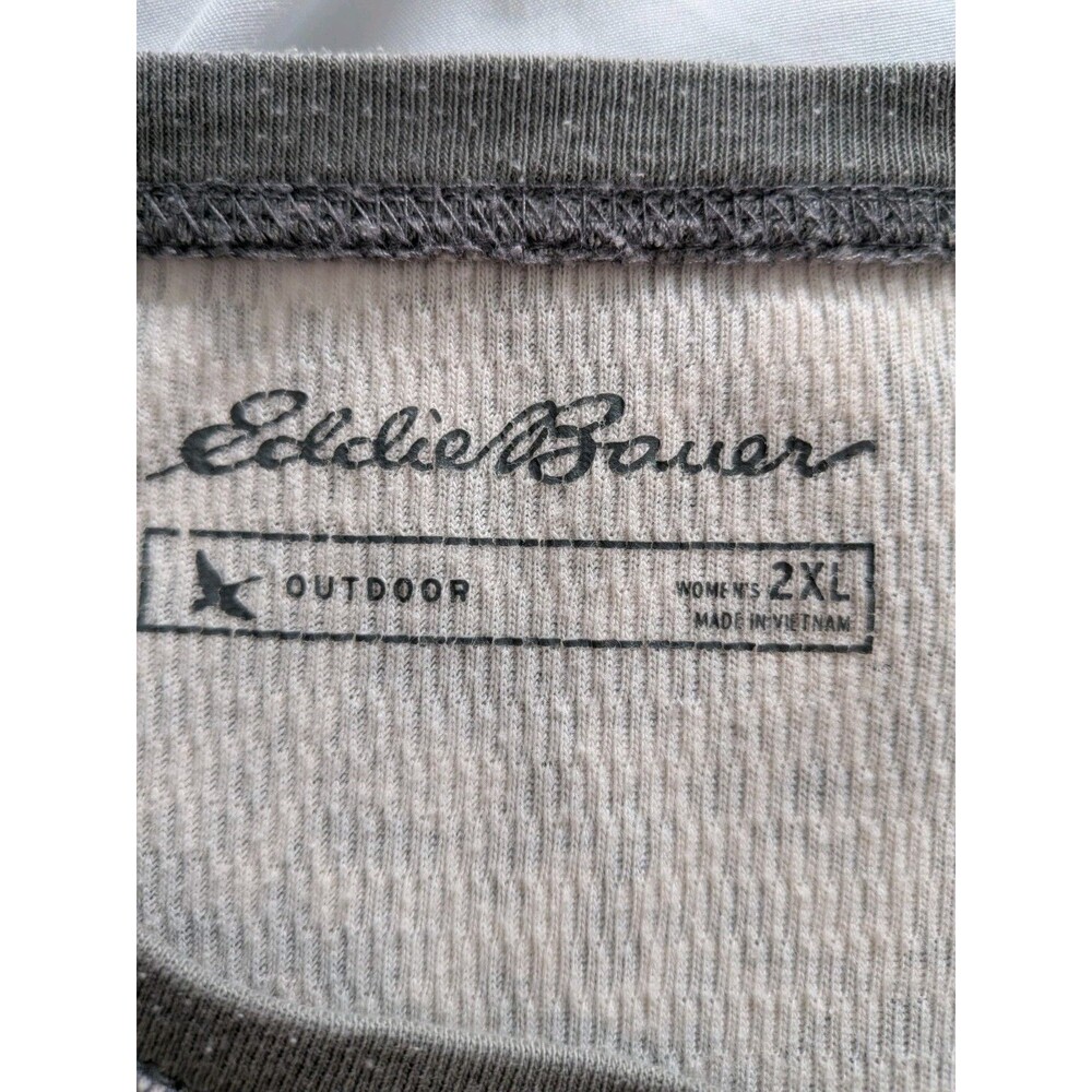 Eddie Bauer Outdoor Top Womens 2XL French Terry Sweatshirt Cool Grey Floral Norm - Picture 3 of 13
